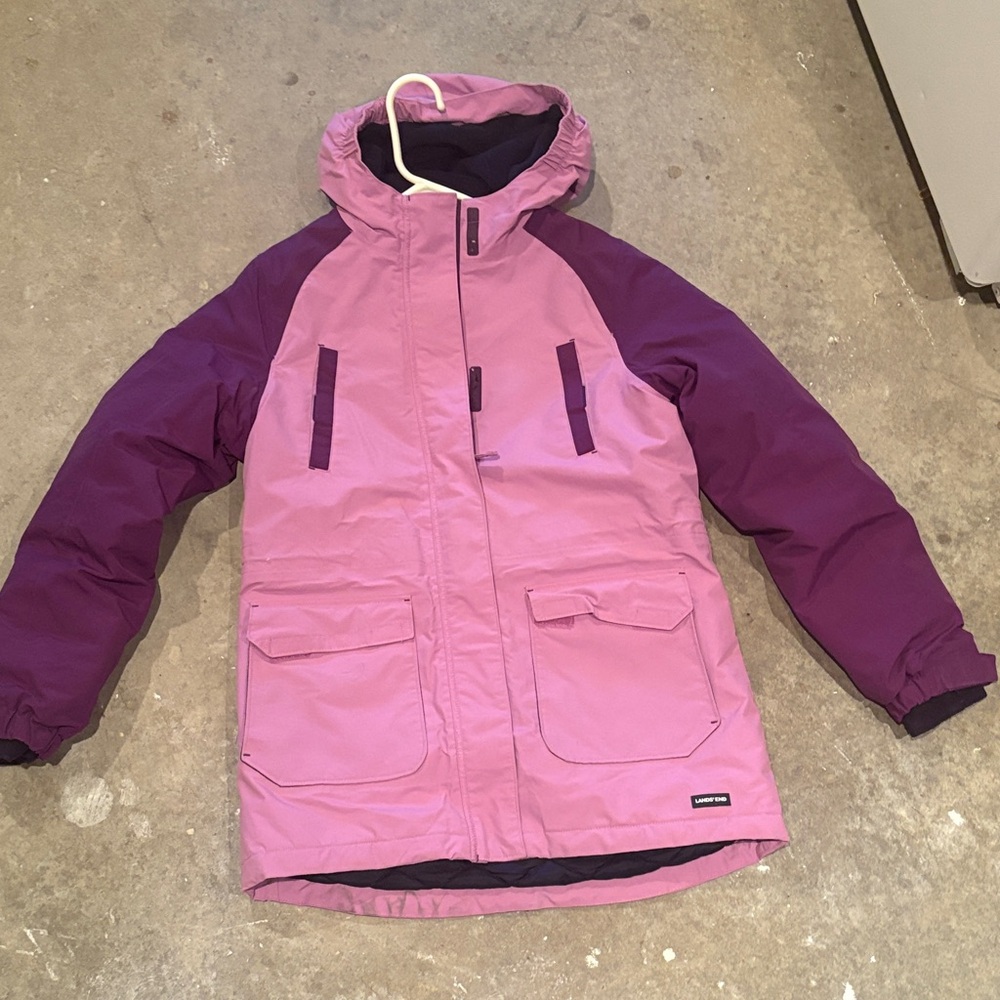 Lands' End Kids Pink and Purple Puffer Jacket